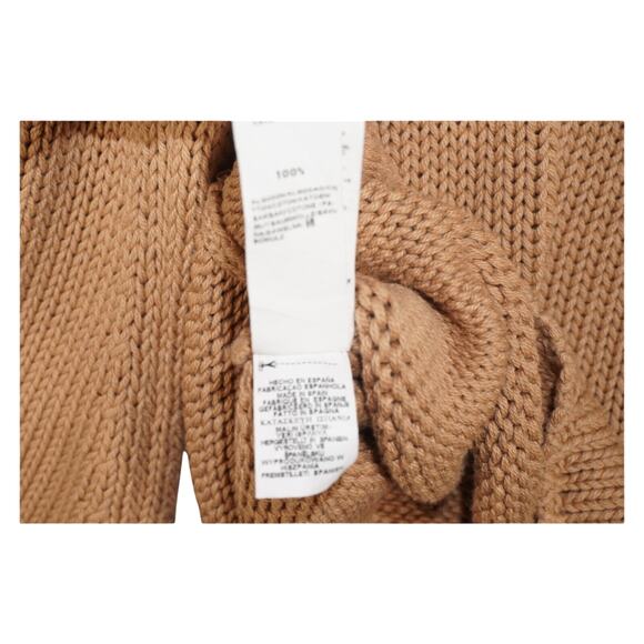 ZARA Boho Knit Sweater Womens Large Lace-Up Sleeve 100% Cotton Spain - Picture 5 of 11